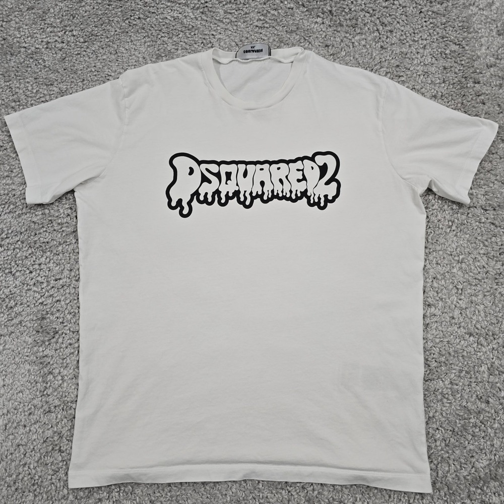 Dsquared2 Mens Graphic Logo T Shirt White Size XXL Designer Streetwear‎